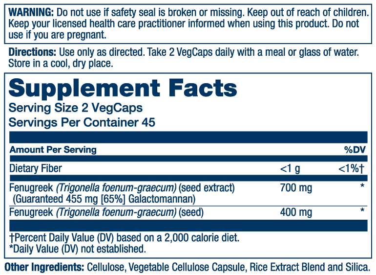 Solaray Fenugreek Seed Extract Supplement Facts