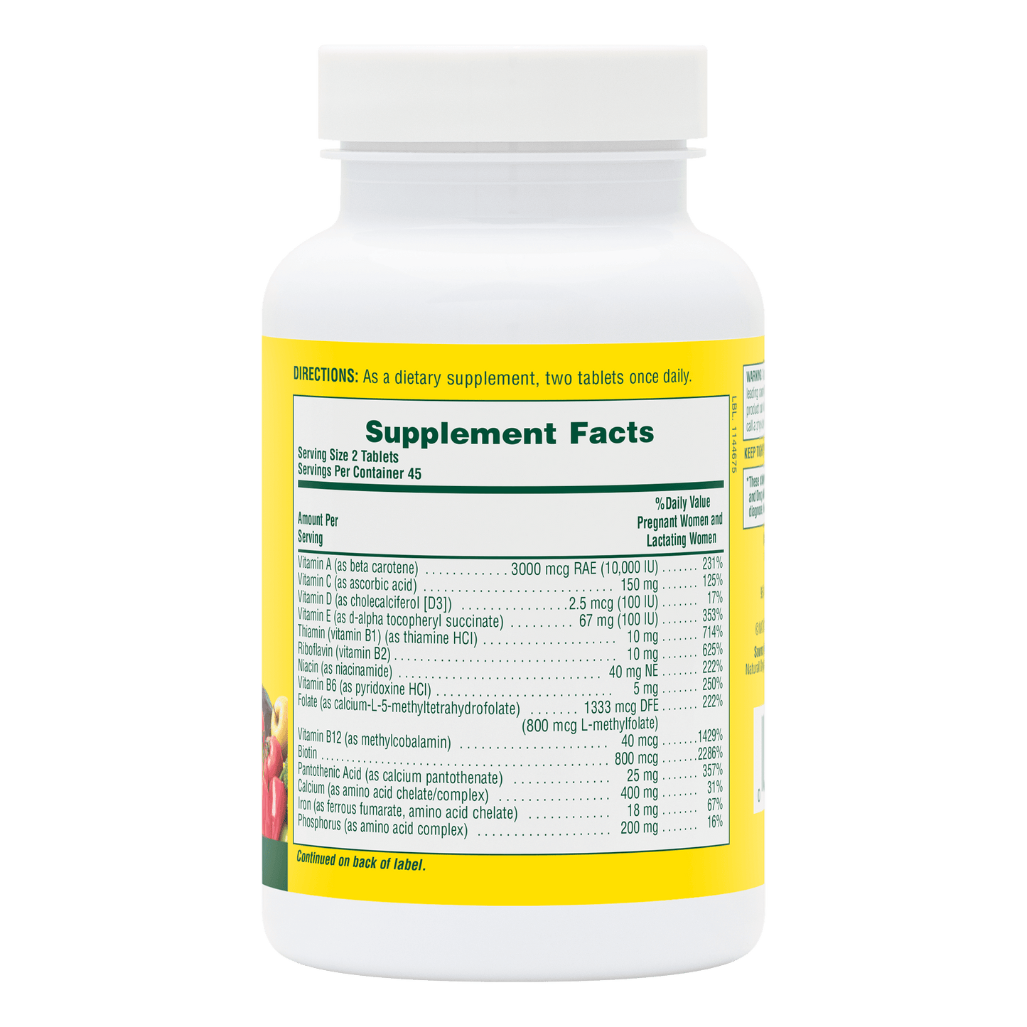 Source of Life Prenatal tablets supplement facts