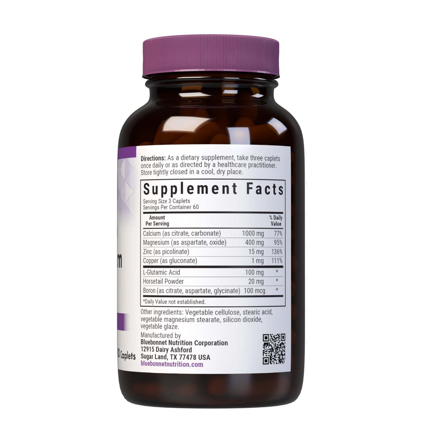 Bluebonnet Calcium Magnesium & Zinc 180 ct supplement facts
