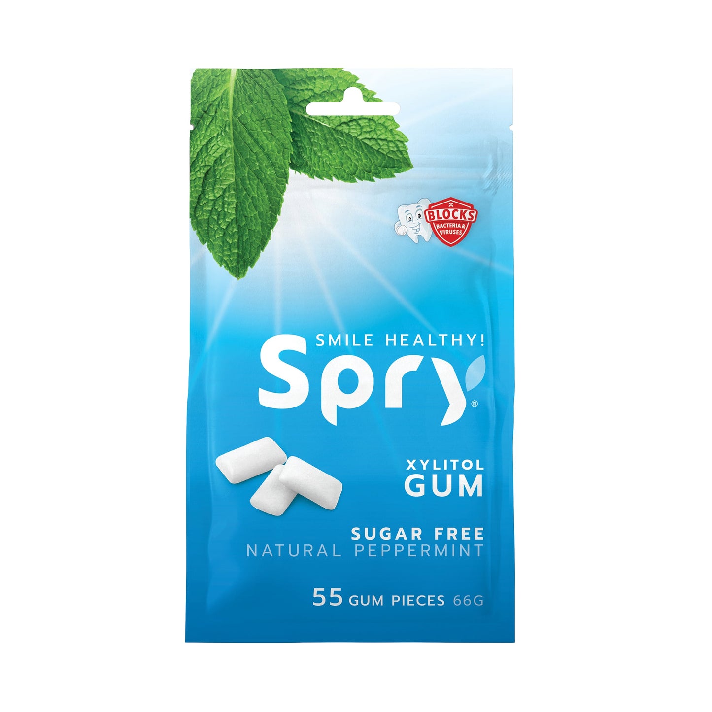 Spry Natural Peppermint Xylitol Gum 55 count bag