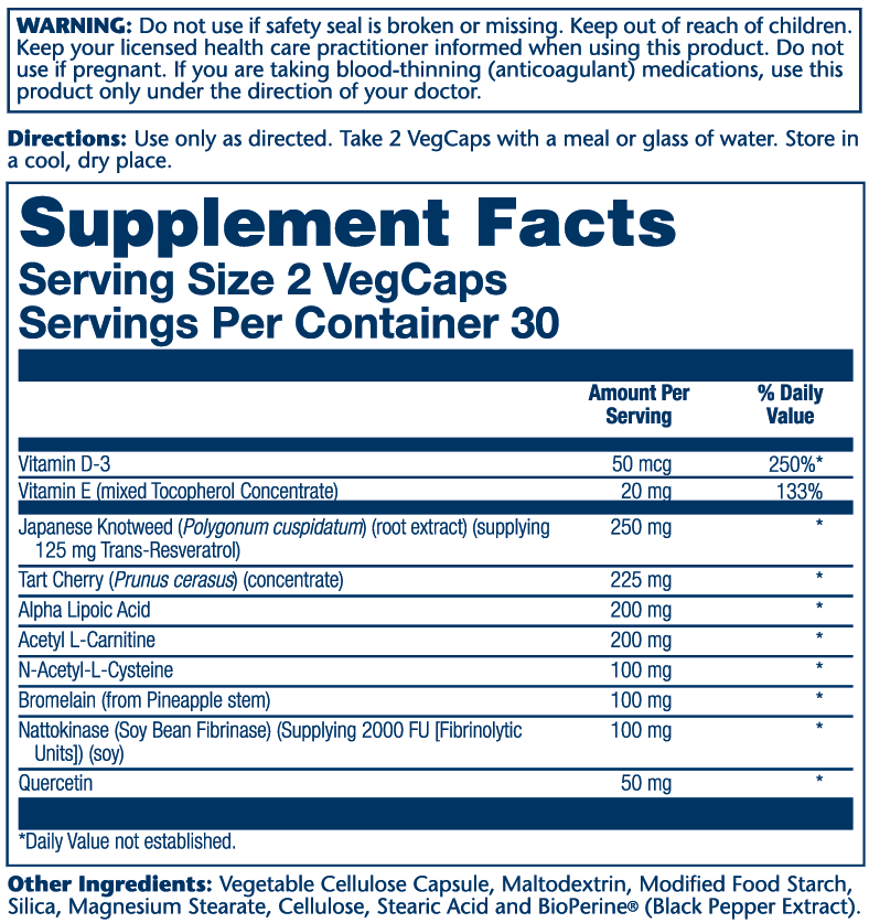 Solaray Acetyl L-Carnitine + ALA Supplement Facts