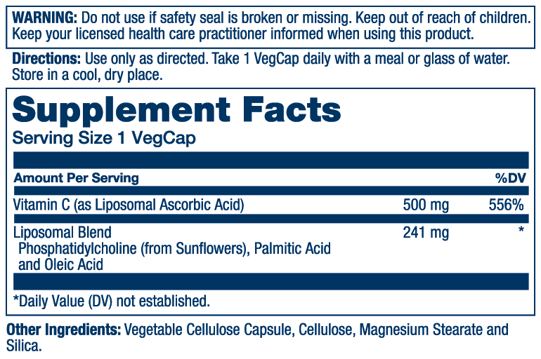 Solaray Liposomal Vitamin C Supplement Facts