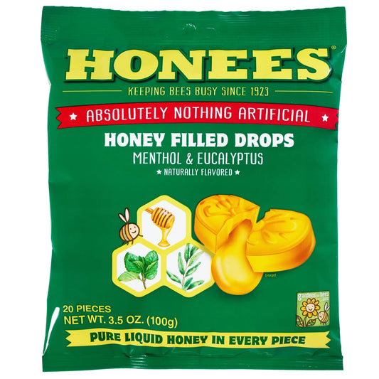 Honees Honey Menthol Eucalyptus Drops 20-count bag