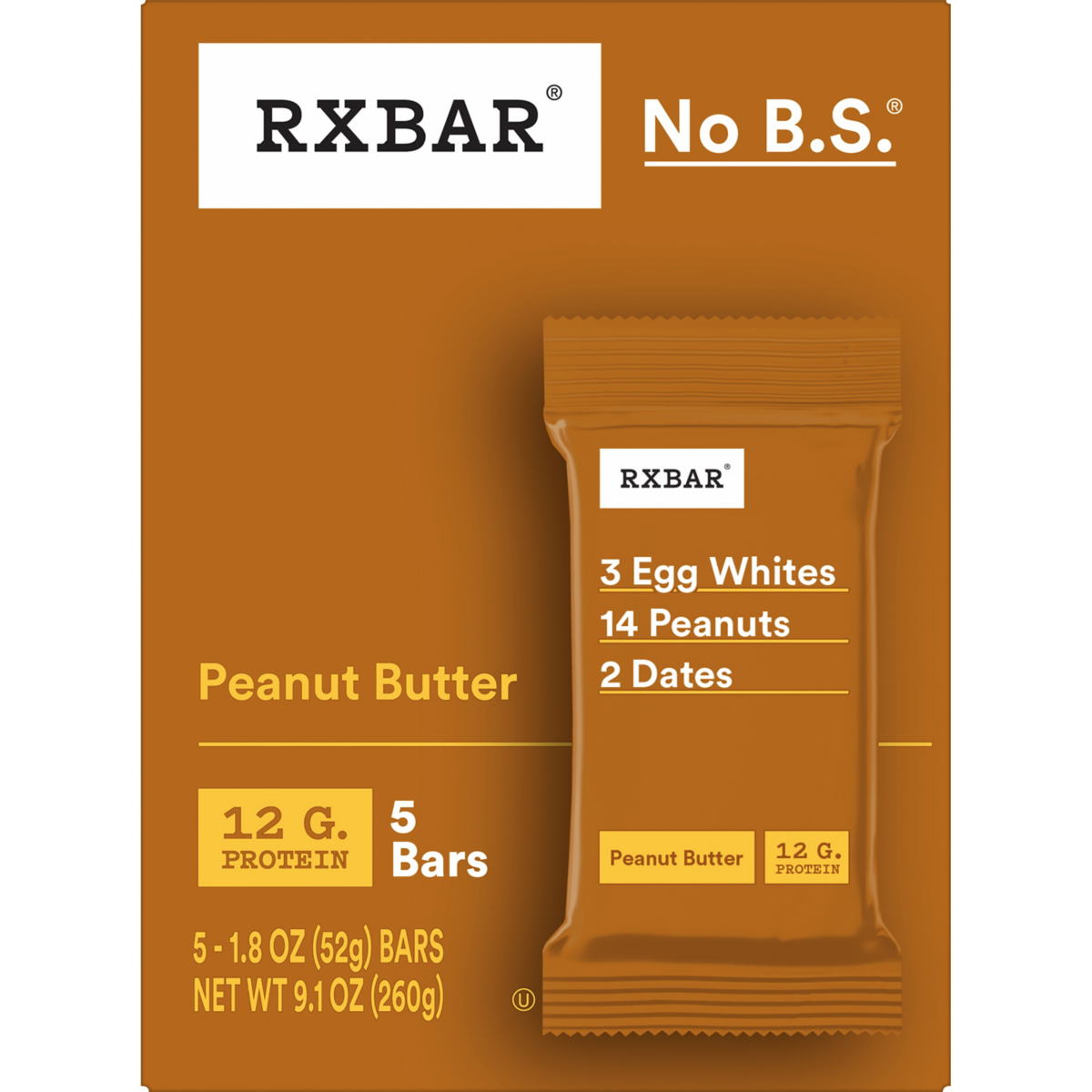 RXBAR Peanut Butter protein bars 5 count box