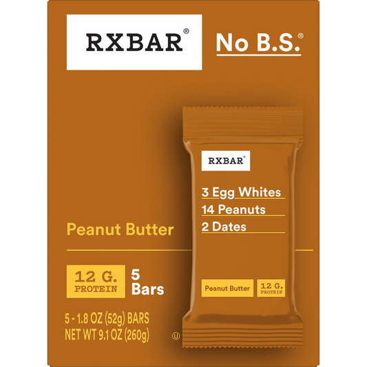 RXBAR Peanut Butter protein bars 5 count box