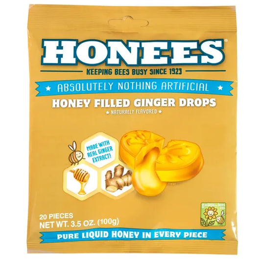 Honees Honey and Ginger Drops 20-count bag