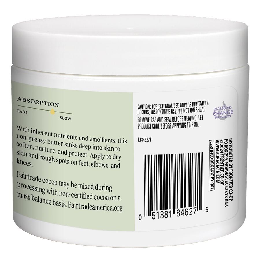 Aura Cacia Organic Cocoa Butter label side
