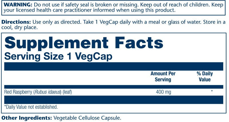Solaray Red Raspberry Leaf Supplement Facts