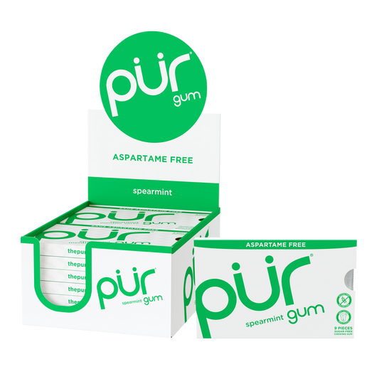 PUR Spearmint Sugar-Free Gum 9-piece blister pack