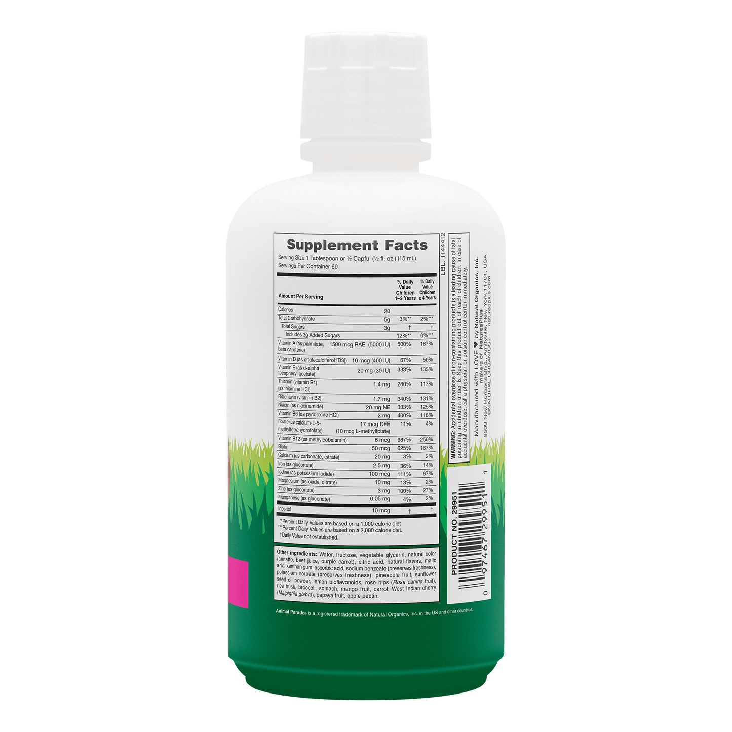 Animal Parade Liquid (children multivitamin) supplement facts