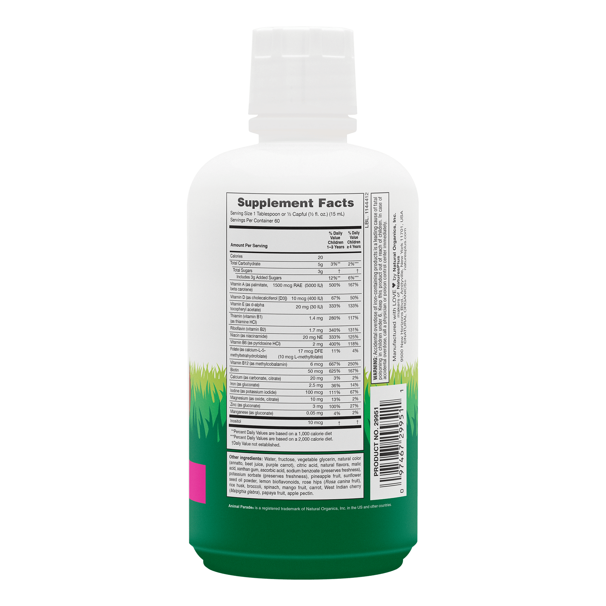 Animal Parade Liquid (children multivitamin) supplement facts