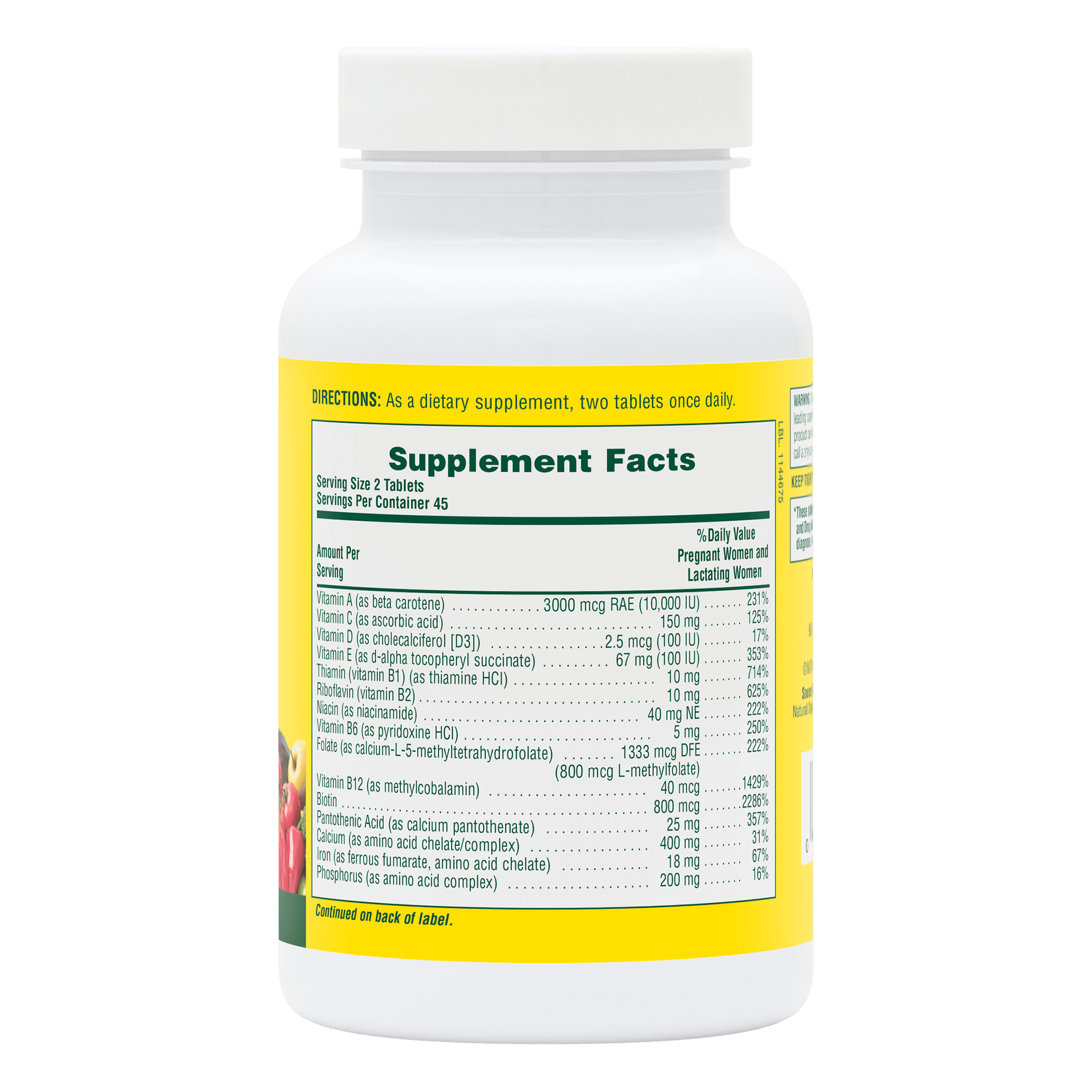 Source of Life Prenatal tablets supplement facts