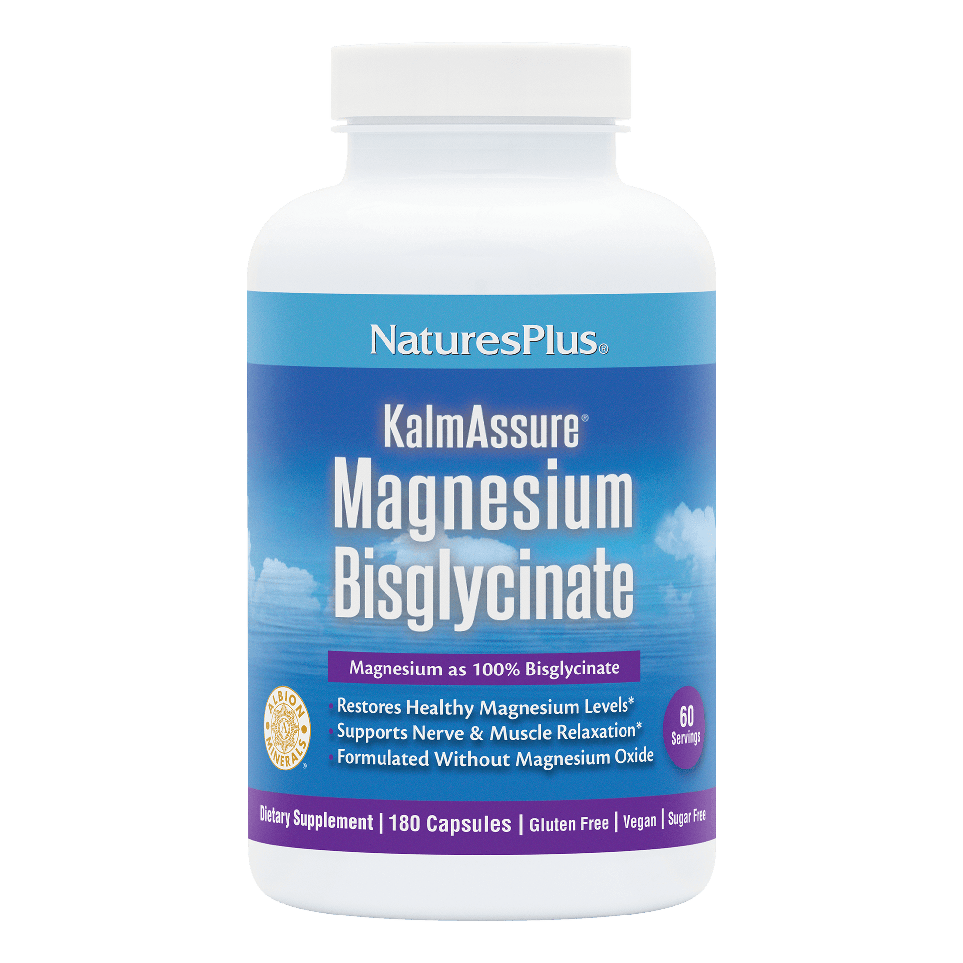 NaturesPlus KalmAssure Magnesium Bisglycinate Capsules 180 count