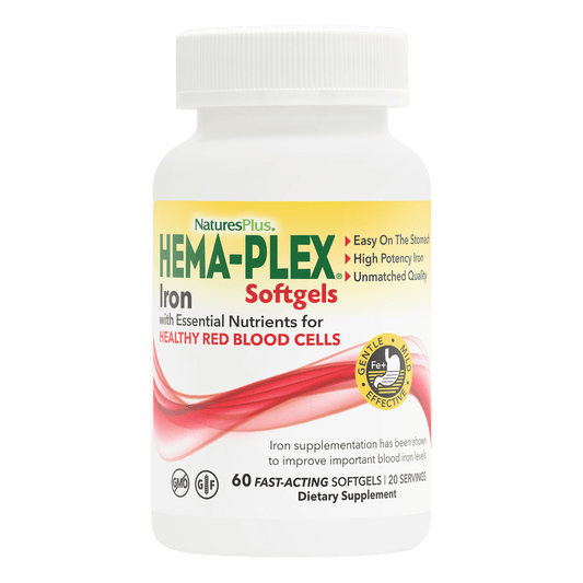 Hema-Plex Softgels iron front label