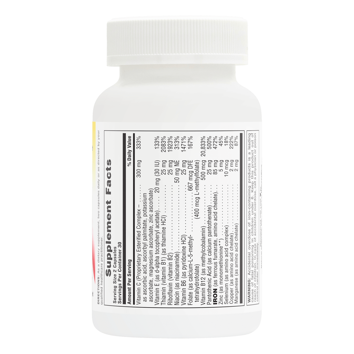 Hema-Plex 60 count Vcaps (iron) supplement facts