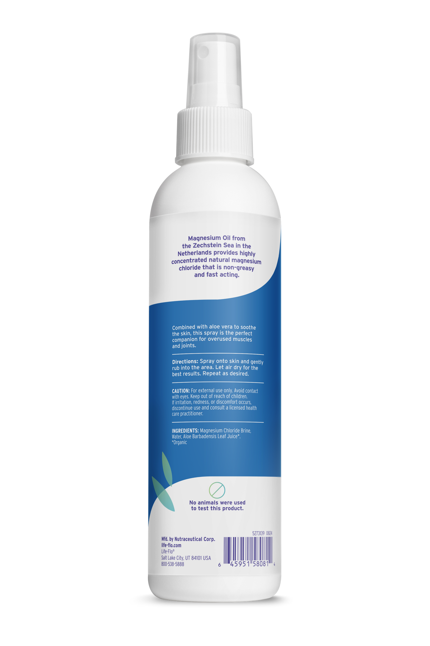 Life-flo Magnesium Oil Spray with Aloe Vera label
