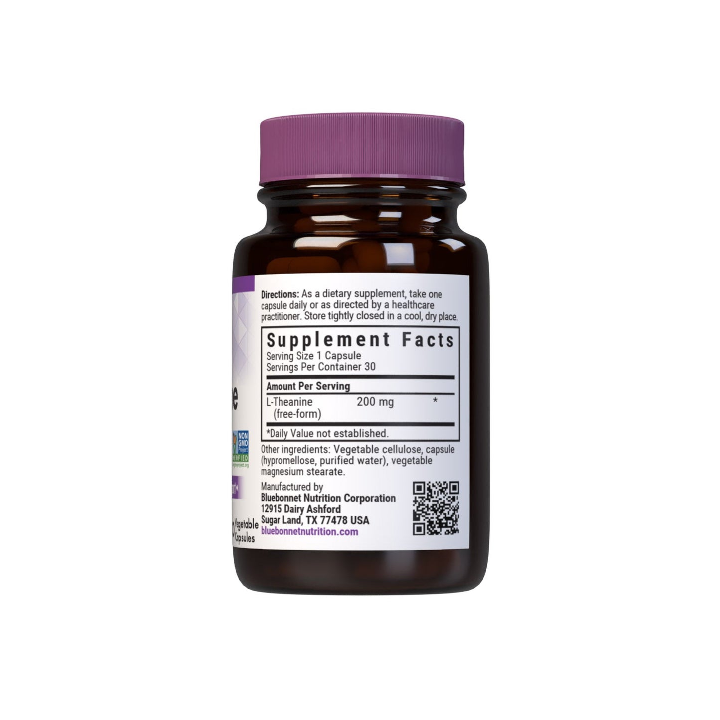 Bluebonnet L-Theanine 200 mg supplement facts