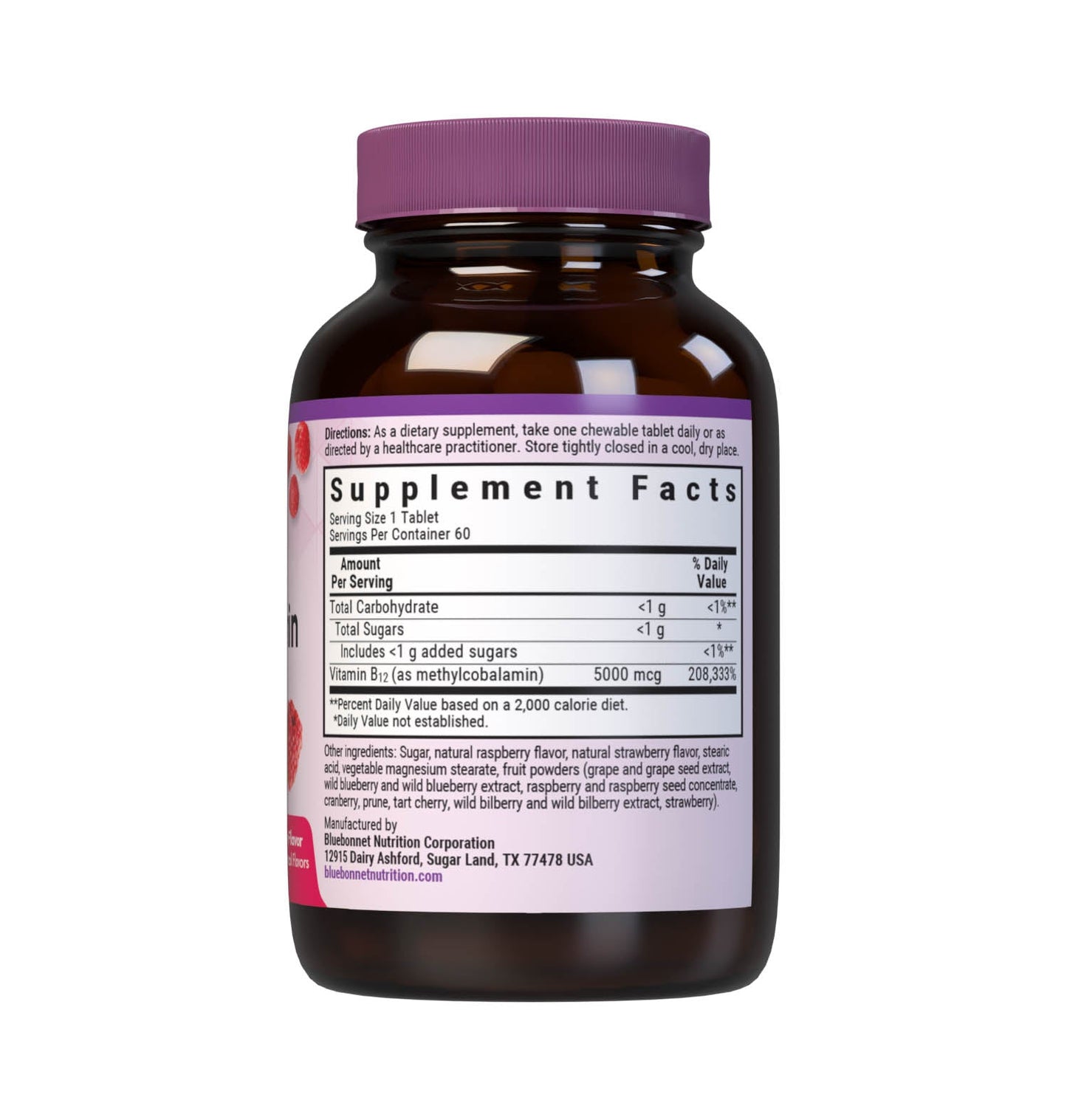 Bluebonnet Methylcobalamin 5,000 mcg Chewable supplement facts
