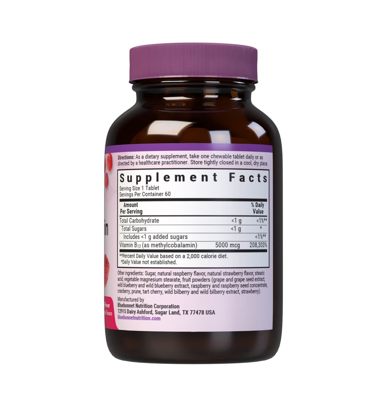 Bluebonnet Methylcobalamin 5,000 mcg Chewable supplement facts