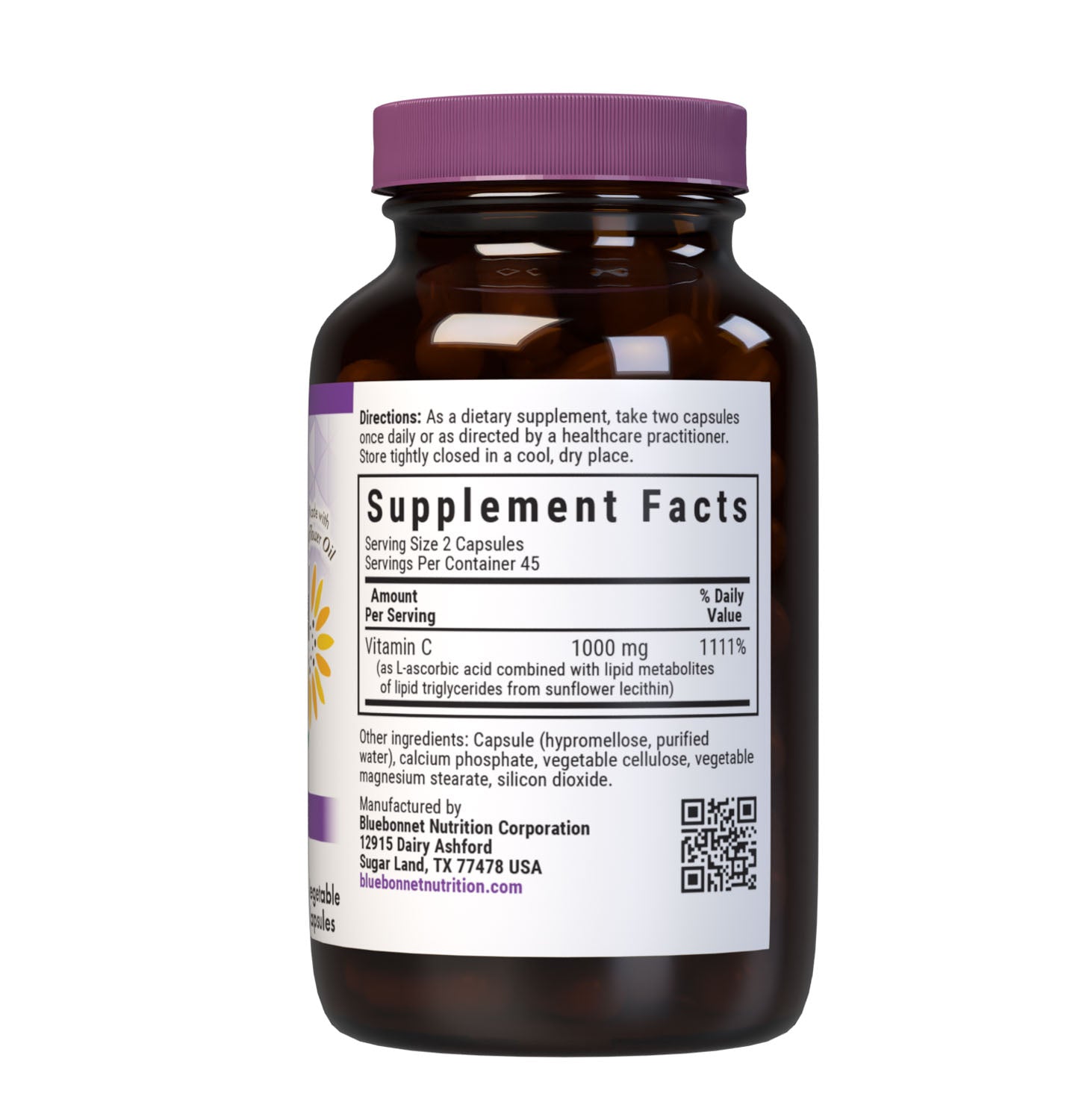 Bluebonnet Liposomal Vitamin C 90 ct supplement facts