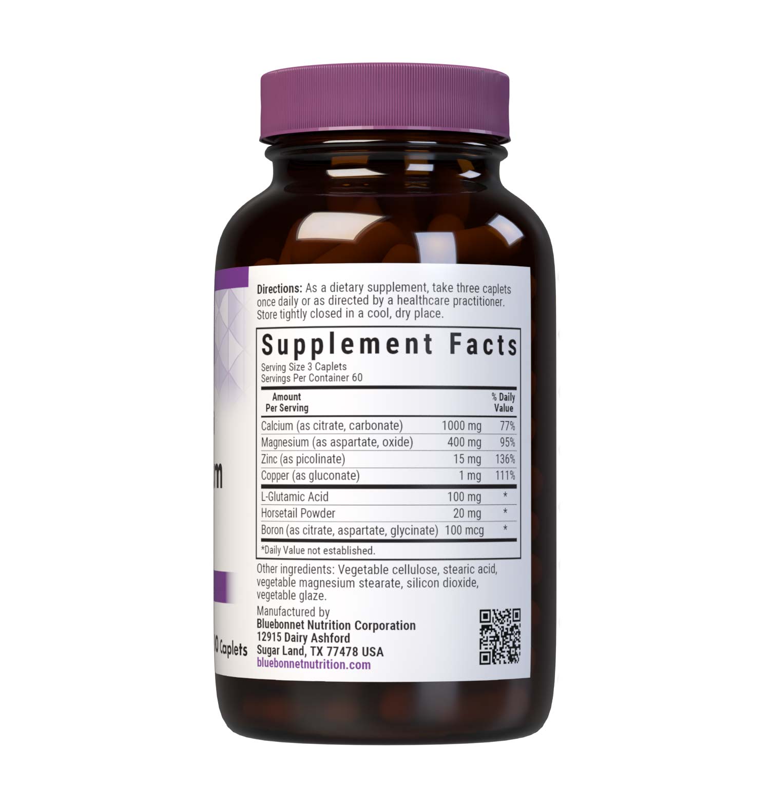 Bluebonnet Calcium Magnesium & Zinc 180 ct supplement facts
