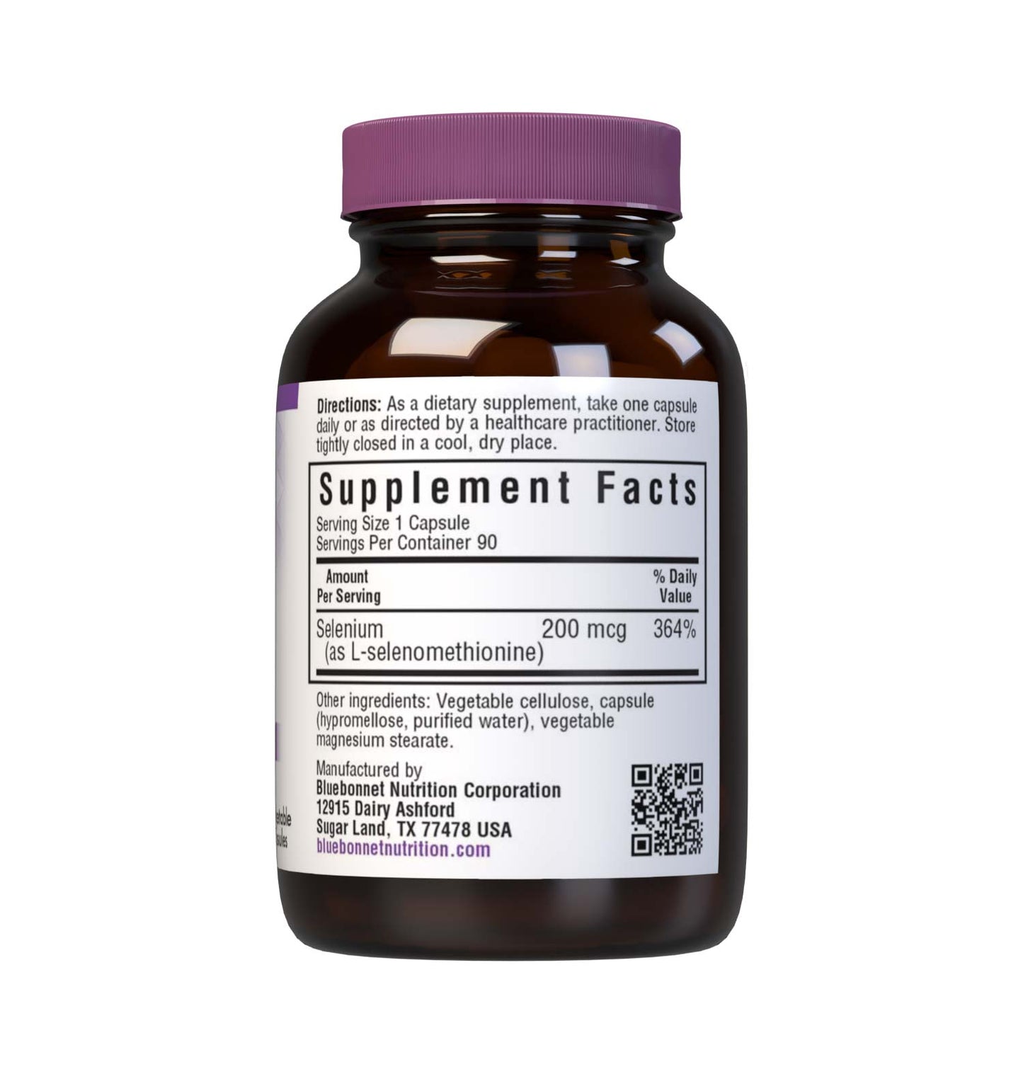 Bluebonnet Selenium 200 mcg supplement facts