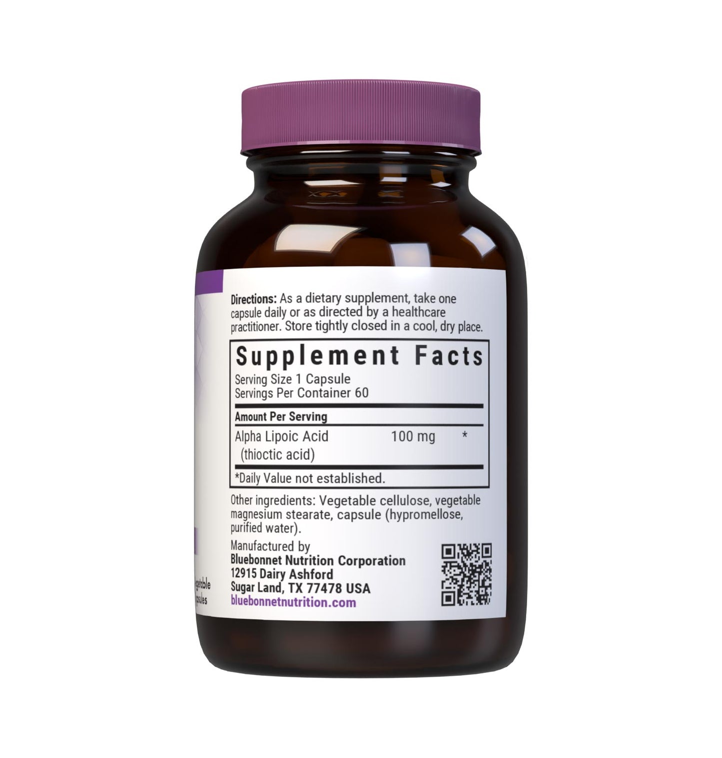 Bluebonnet Alpha Lipoic Acid 100 mg 60 ct supplement facts