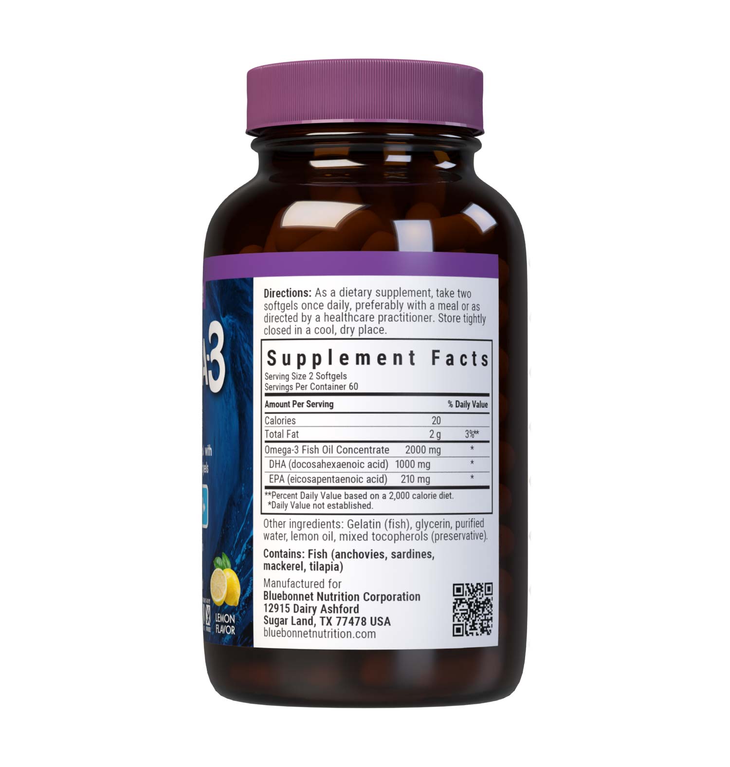 Bluebonnet Omega-3 Brain Health supplement facts