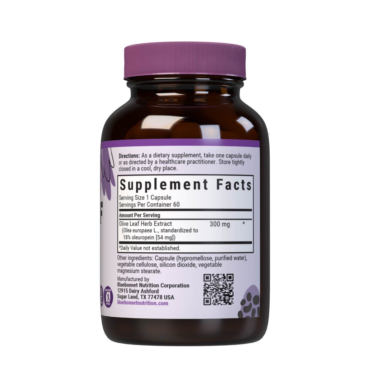 Bluebonnet Olive Leaf Extract 60 ct supplement facts