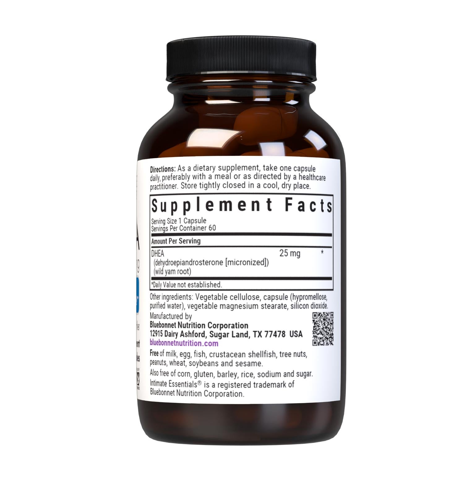 Bluebonnet Intimate Essentials DHEA supplement facts