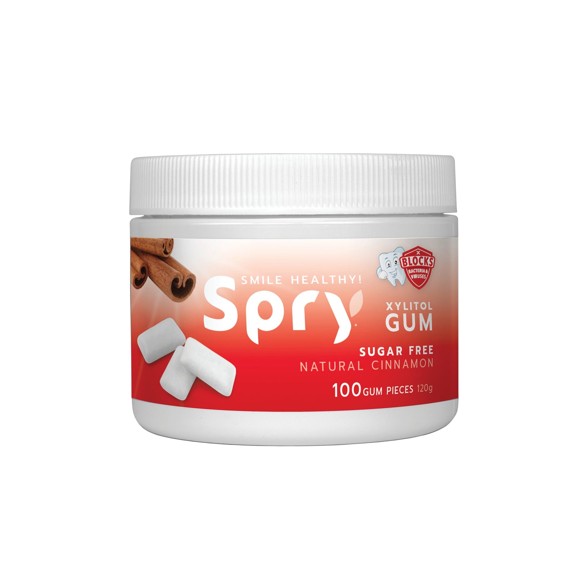 Spry Natural Cinnamon Xylitol Gum 100 count jar
