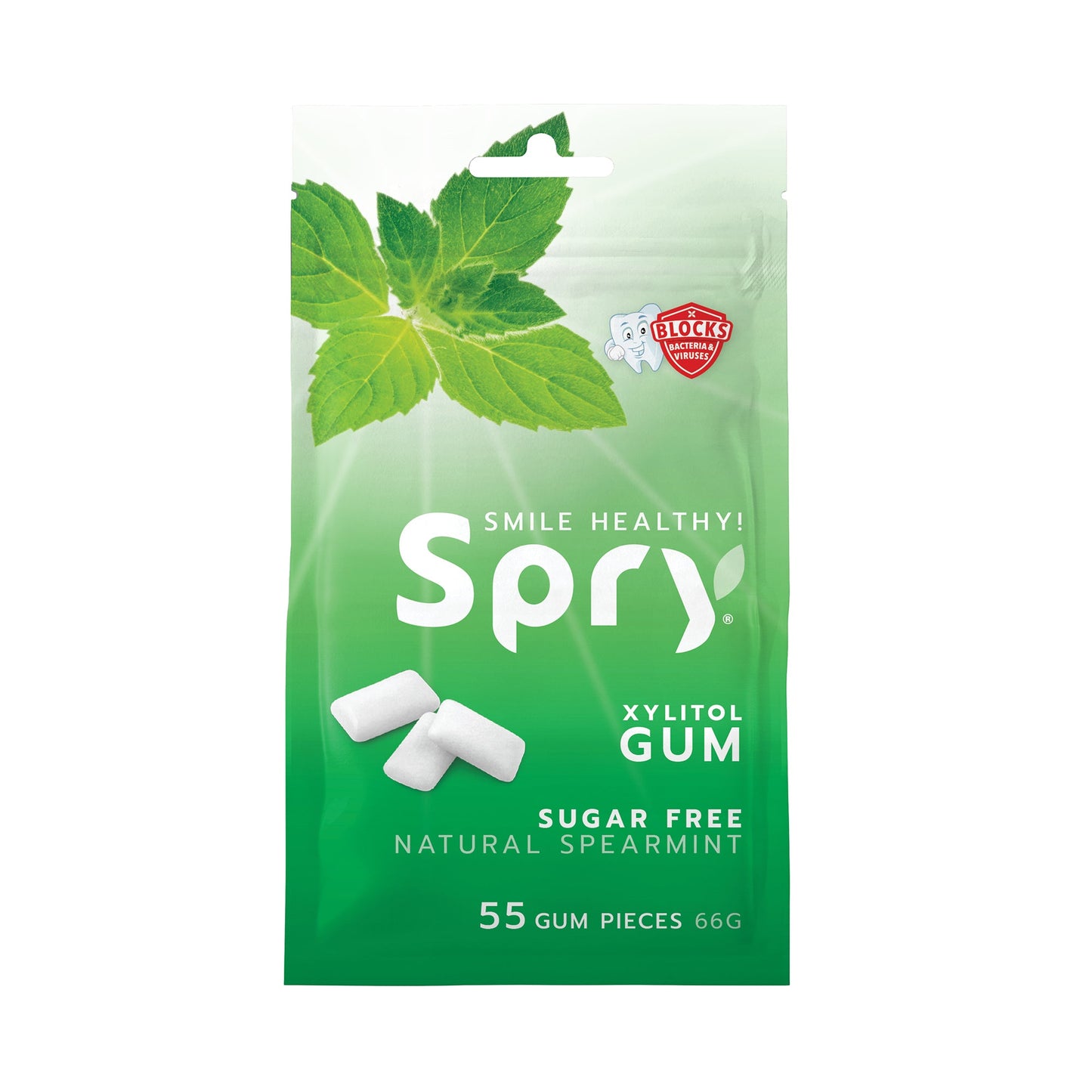 Spry Natural Spearmint Xylitol Gum 55 count bag