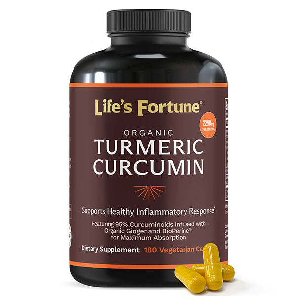 Life's Fortune Organic Turmeric Curcumin, 180 vegetarian capsules