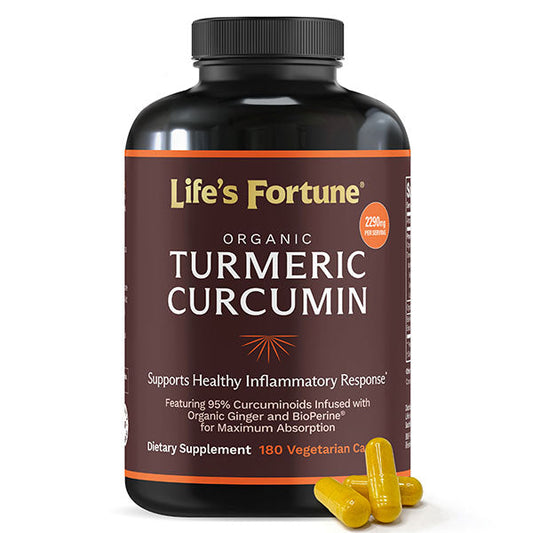 Life's Fortune Organic Turmeric Curcumin, 180 vegetarian capsules