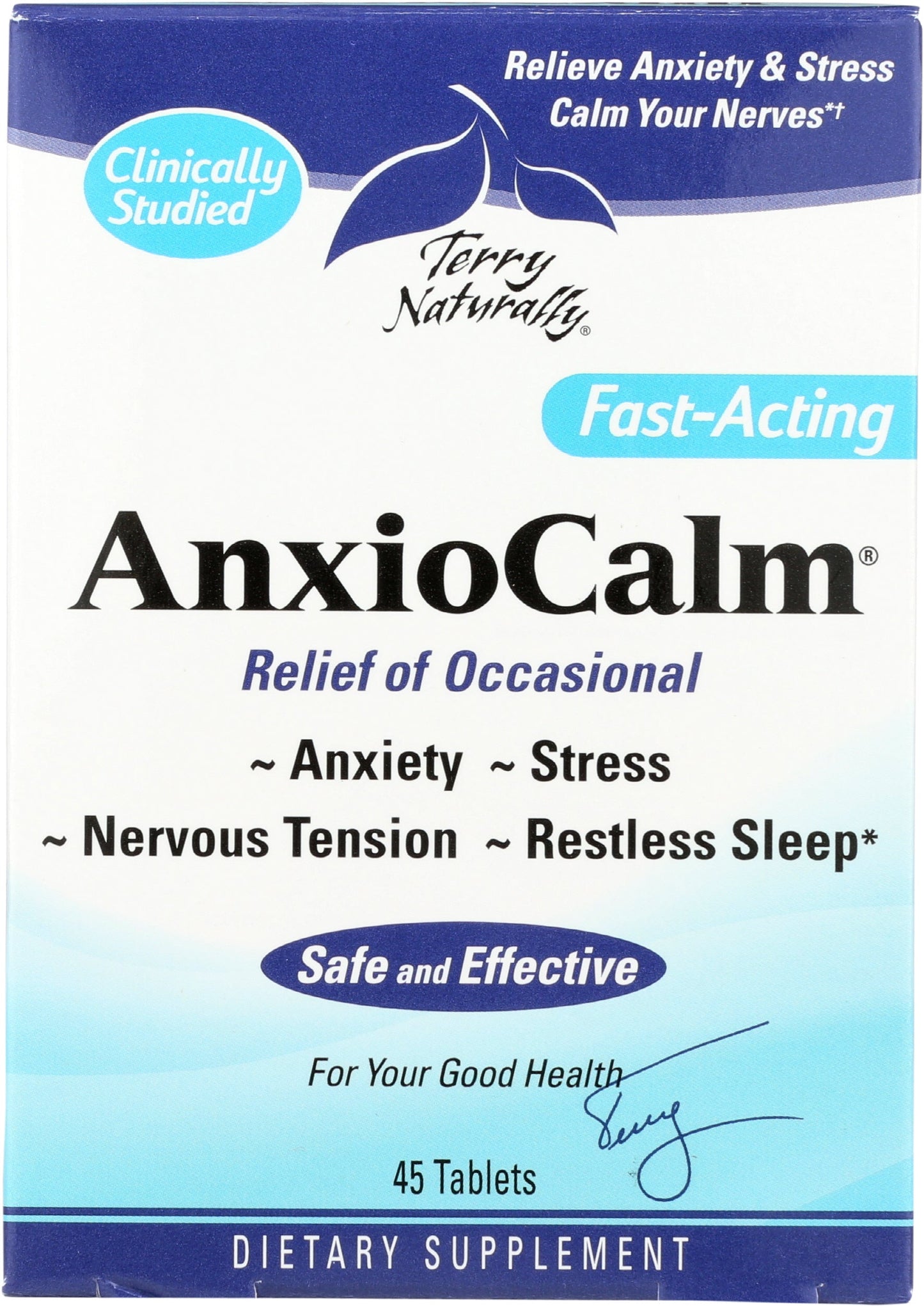 Terry Naturally AnxioCalm 45 tablets bottle