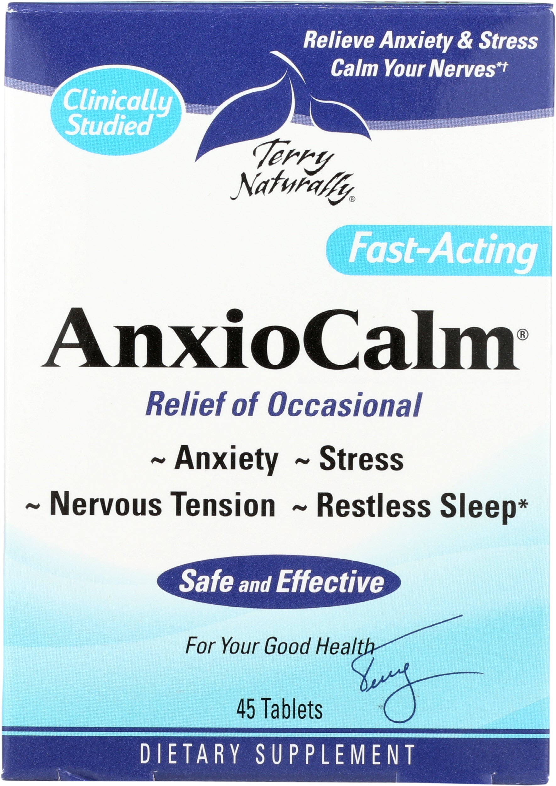 Terry Naturally AnxioCalm 45 tablets bottle
