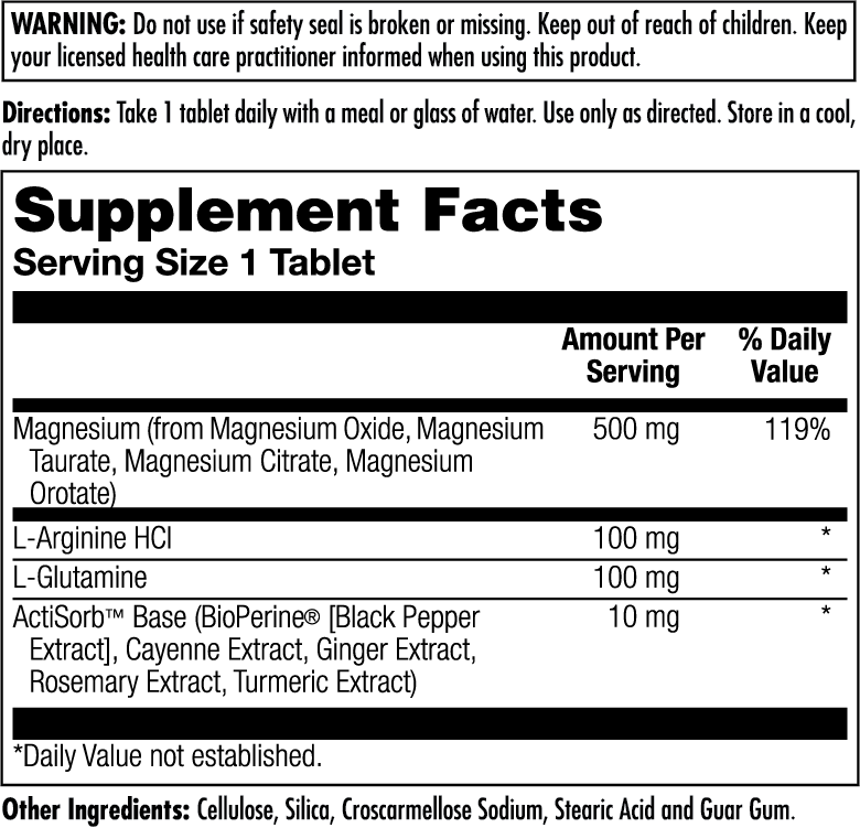 KAL Magnesium Once Daily Supplement Facts