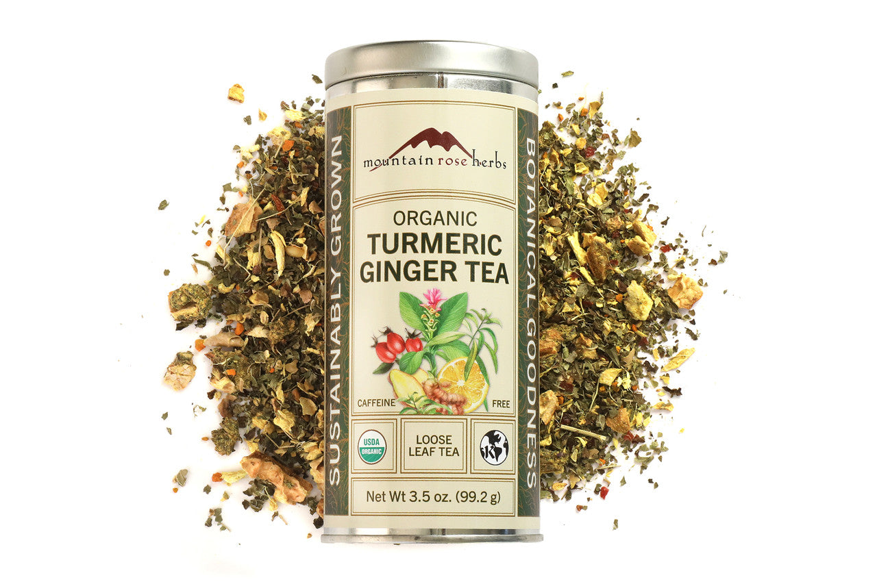 Mountain Rose Herbs Organic Turmeric Ginger Tea retail tin