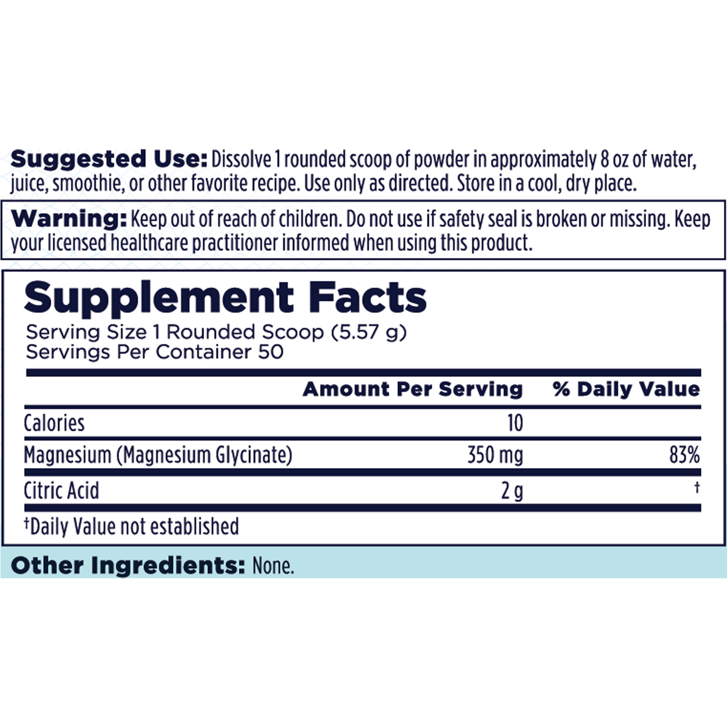 KAL Calming Magnesium Supplement Facts