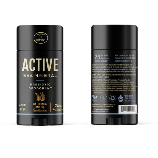 Honestly pHresh Active Sea Mineral prebiotic deodorant stick, 2.25 oz