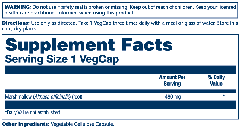 Solaray Marshmallow 480 mg Supplement Facts