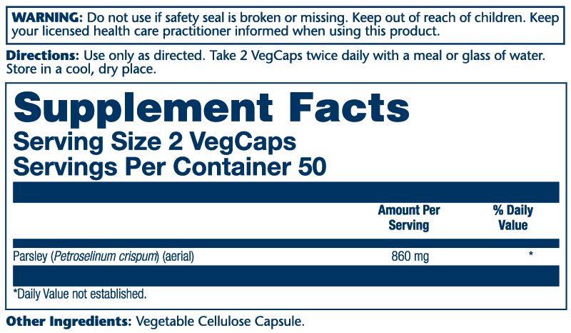 Solaray Parsley Leaf Supplement Facts