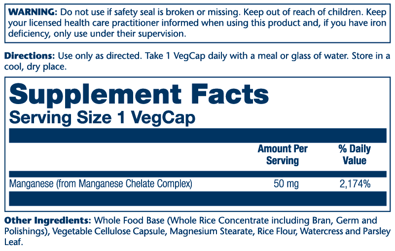 Solaray Manganese Supplement Facts
