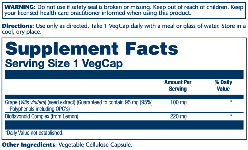 Solaray Grape Seed Extract Supplement Facts