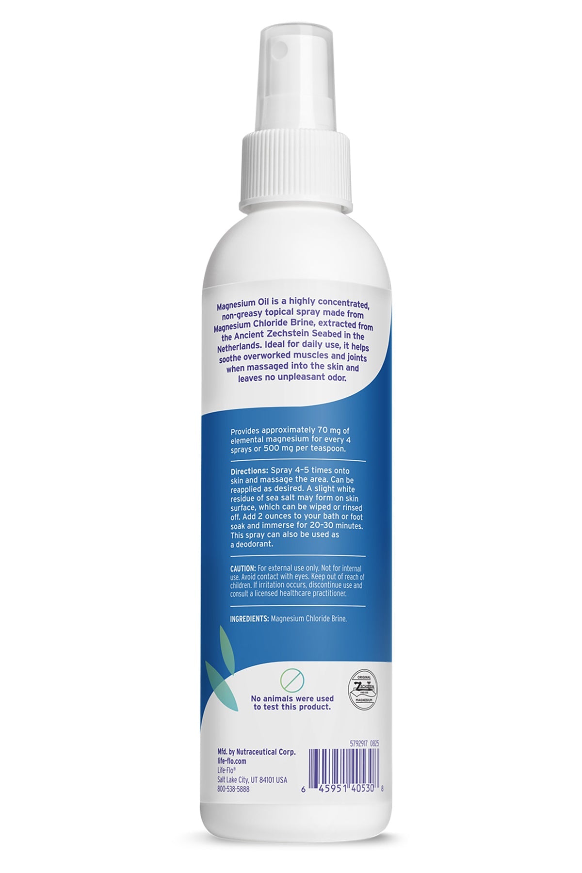Life-flo Pure Magnesium Oil Spray label